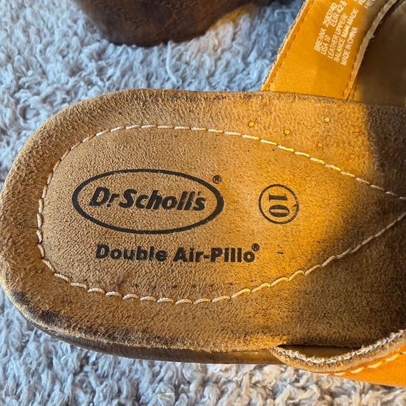 Dr Scholls Woven Leather Clogs Mules Wedge Sandals Air Pillo Comfort Size 10 - Picture 4 of 6